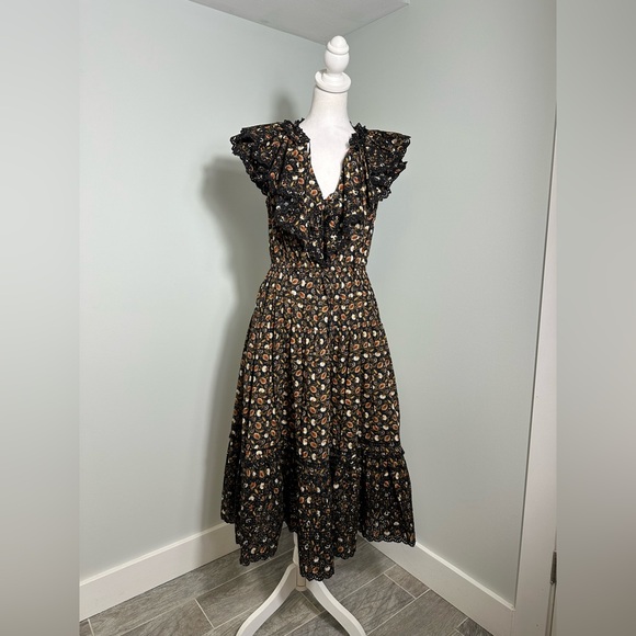 ULLA JOHNSON Yvette Floral Cotton Midi Dress Size 4 - Picture 3 of 17